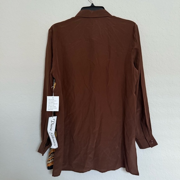 NWT Diane Gilman Sequin Silk Safari Print Button Up Blouse Size S Funky African - Picture 5 of 10